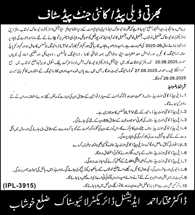 Jobs in Livestock & Dairy Development Khushab